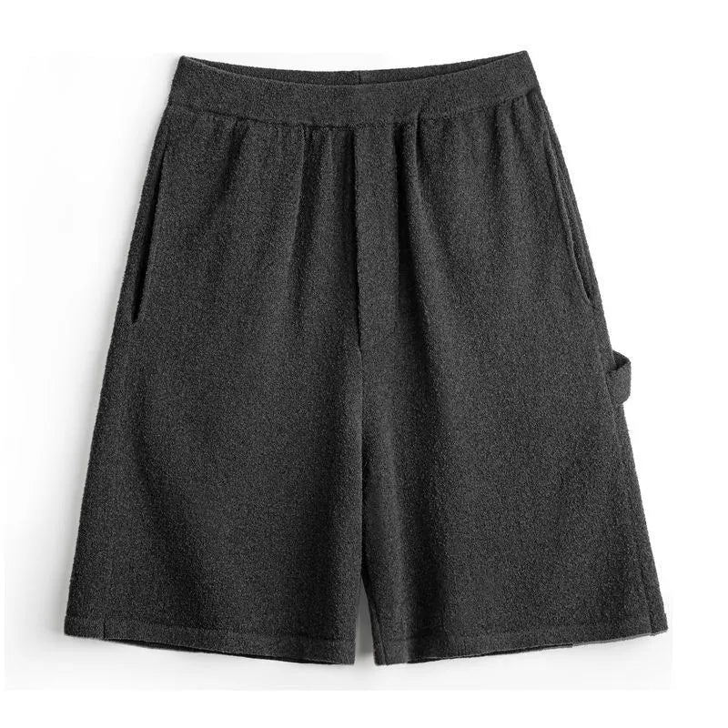 Cement grey straight-leg men's sport shorts with elastic waistband and loose fit