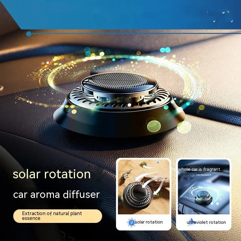 Solar electromagnetic de-icing car aromatherapy decoration in black plastic