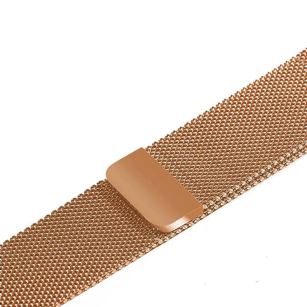 Stainless steel watch strap in silver, shown with measurements for 38mm/42mm cases and 22mm/24mm lugs.