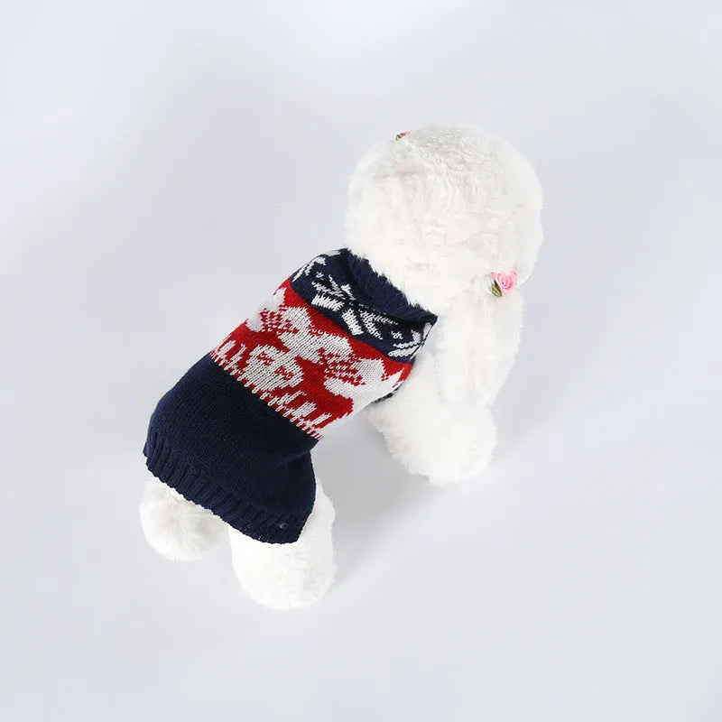Navy blue knitted Christmas sweater for dogs in European American style