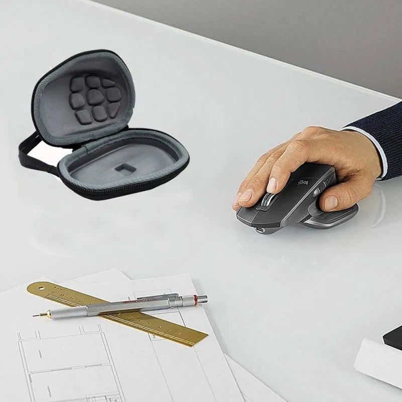 Black nylon 1200D and 6mm EVA mouse storage box with handle, shock-resistant interior