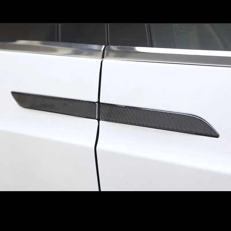Four carbon fibre adhesive protection films for Tesla Model S door handles