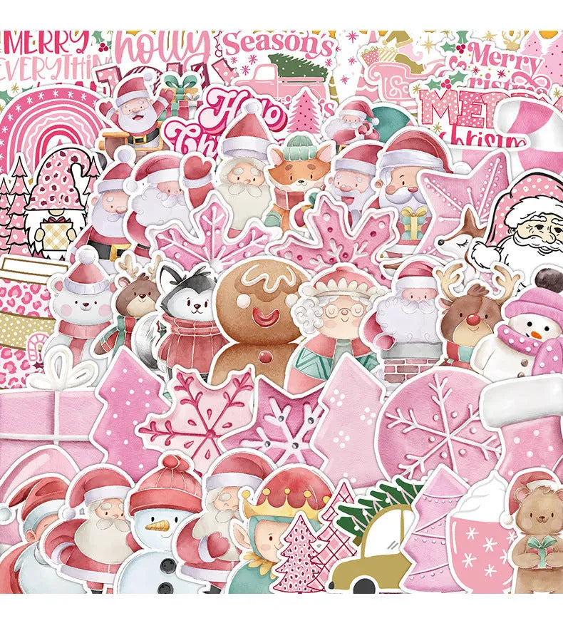 50 Christmas decoration waterproof stickers in assorted cute designs measuring 4-8cm for car phone computer decoration