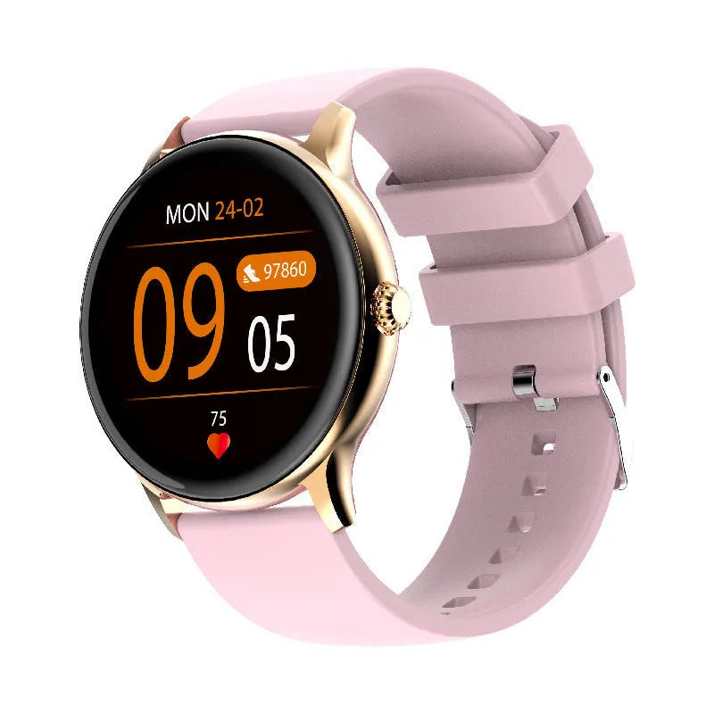 Bluetooth sports watch with blood pressure monitoring on black silicone wristband