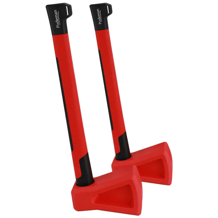 Red plastic fitness axe muscle trainer for strength and coordination workouts