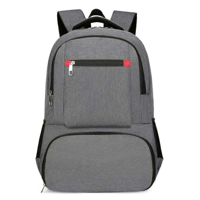 Oxford cloth insulated backpack with curved shoulder straps showing dry-wet separation compartments and 36-55L capacity