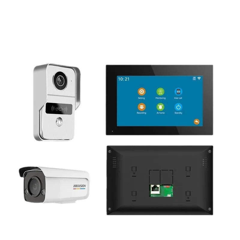 10-inch video intercom doorbell system with 1080P camera and ethernet cable connection
