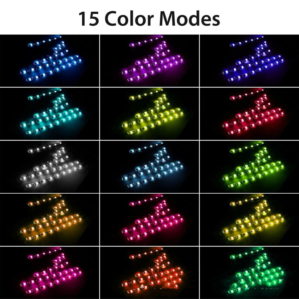 RGB LED vehicle light bar with remote control for motorcycle and car interior atmosphere lighting