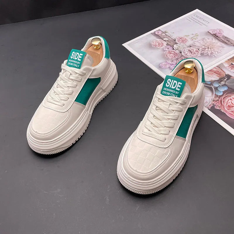 Casual cloth sports shoes with rubber foam soles in white-green and white-black colour options.