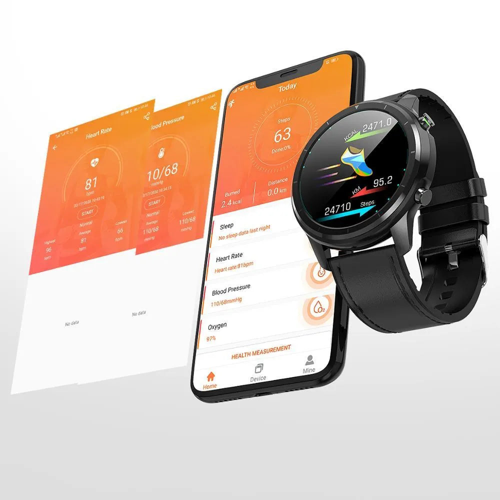 LEMFO LF26 smart bracelet on a wrist, showing its 1.3-inch screen and side button.