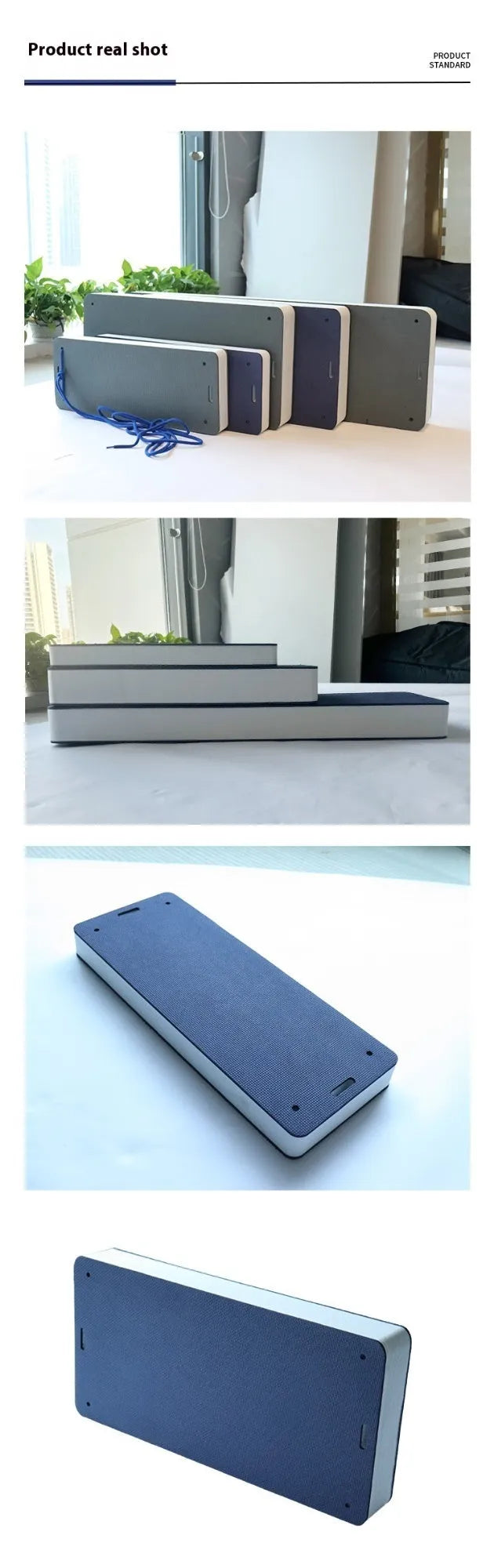 Blue and grey EVA foam boat fender for anti-collision protection during docking.