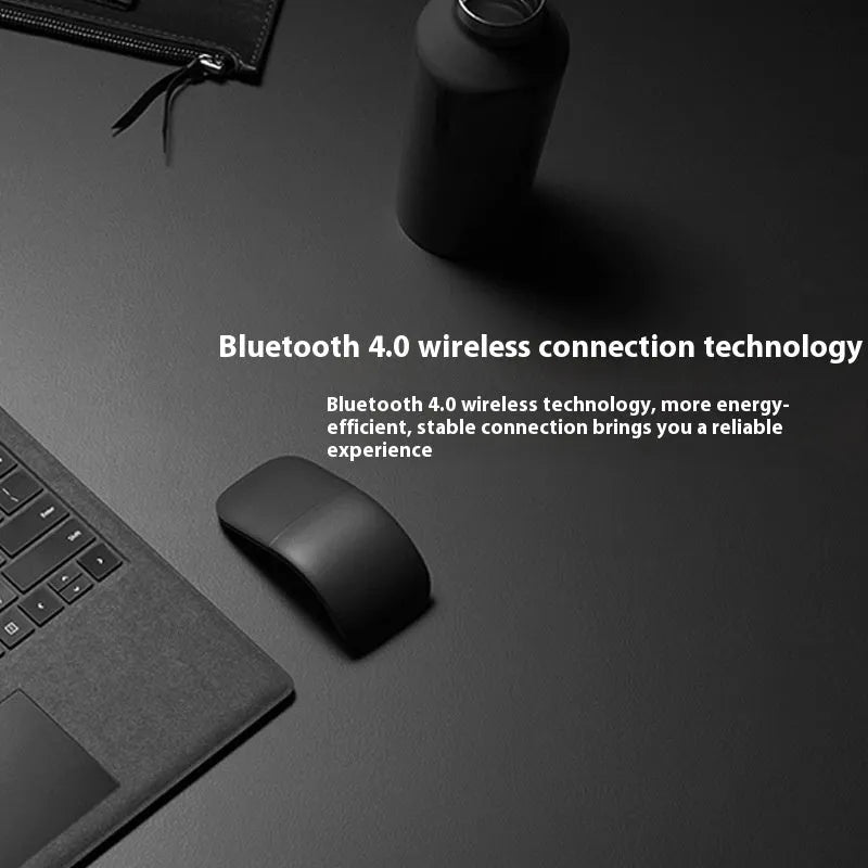 Folding Bluetooth wireless mouse shown in both open and closed positions with compact 131.2mm design