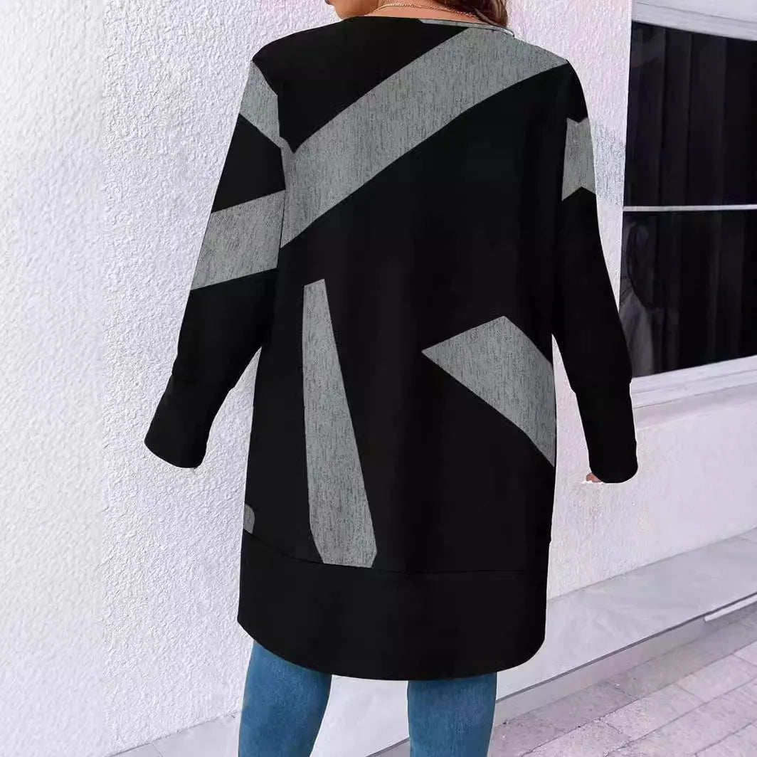 Black loose fit plus size knitwear cardigan with button fastening and regular sleeves
