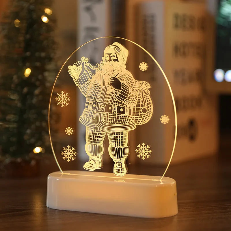 LED fairy string lights with 3D acrylic Santa Claus silhouette, warm white glow, 17.2cm by 13cm
