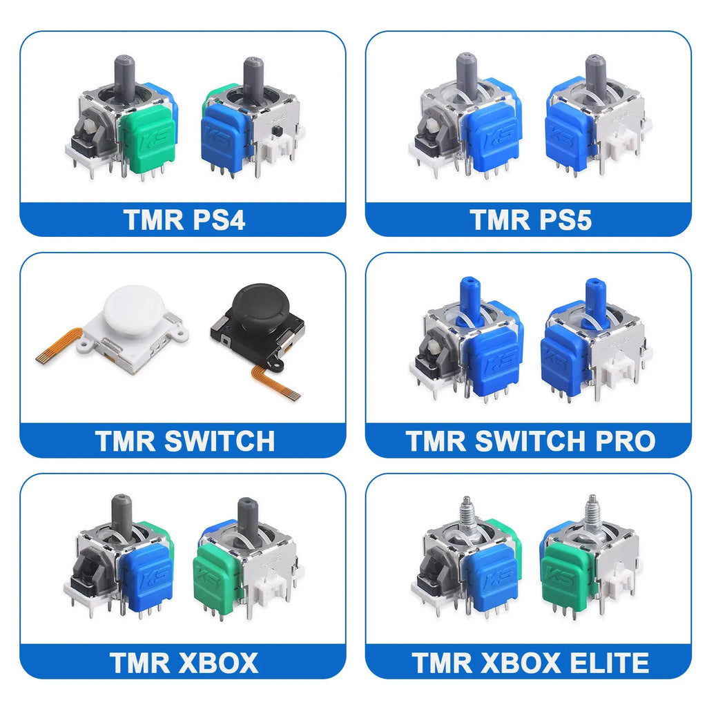 Hall effect electromagnetic rocker joystick replacement component for PS5, Xbox, and Switch gamepads.