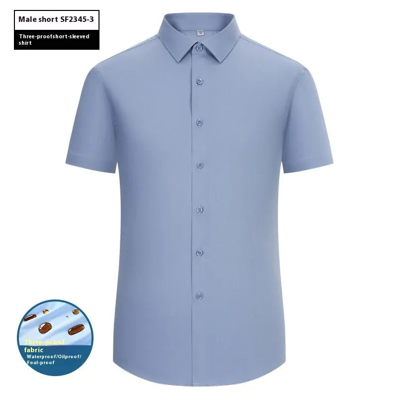 Men's bamboo fibre waterproof work shirt with square collar in slim fit business formal style