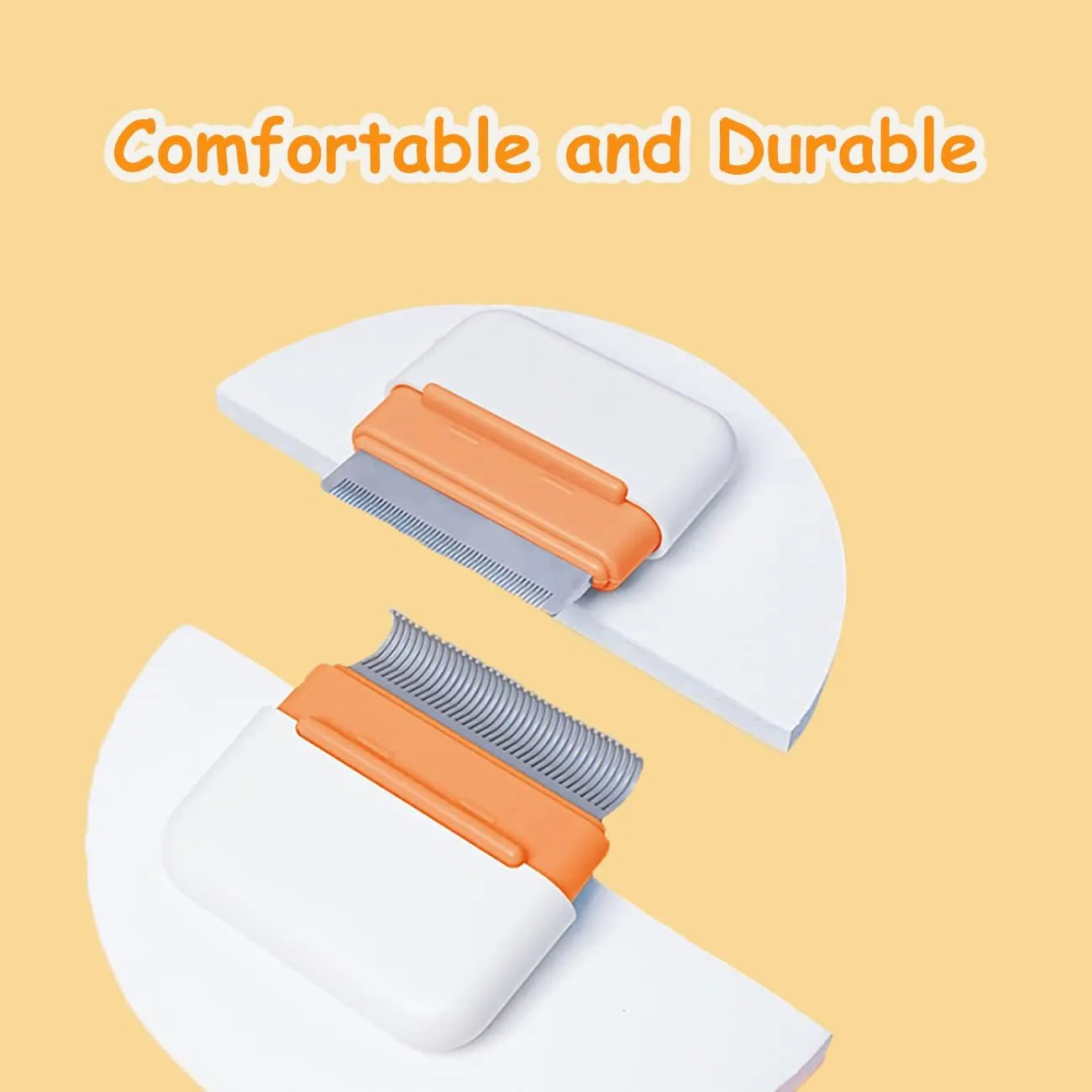 Blue double-sided pet grooming comb for deshedding cats and dogs