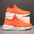Men's fluorescent casual sneakers with mesh upper, cross shoulder straps and flat sole.