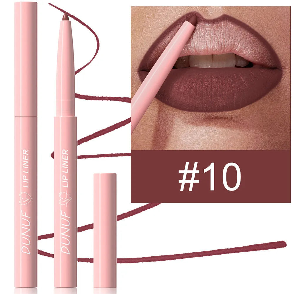 Velvet matte lip liner pencil in 12 colour options for precise lip definition