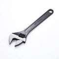 High carbon steel adjustable open-end wrench with black oxidation finish and ergonomic handle