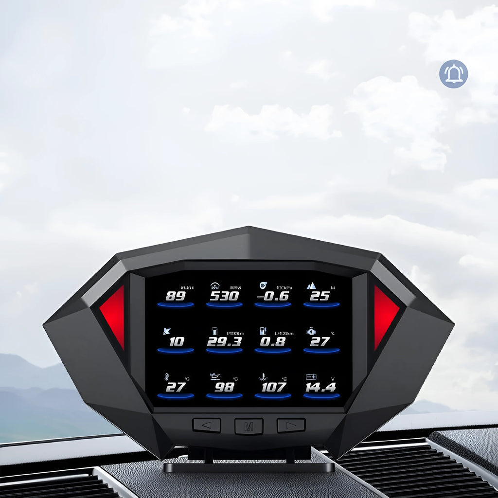 P1 black vehicle HUD head-up display with LCD screen and OBD cable for dashboard projection