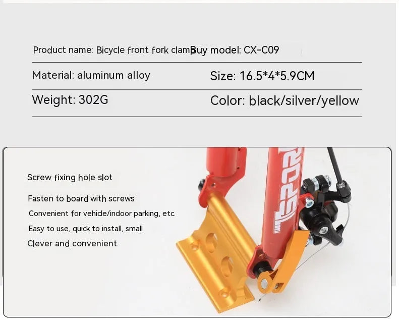 Silver metal bicycle front fork quick release fixing clip for SUV modification transport
