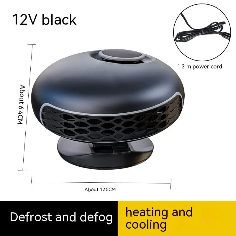 Black car warm air blower heater with 130cm cable for 12V or 24V vehicle defrosting