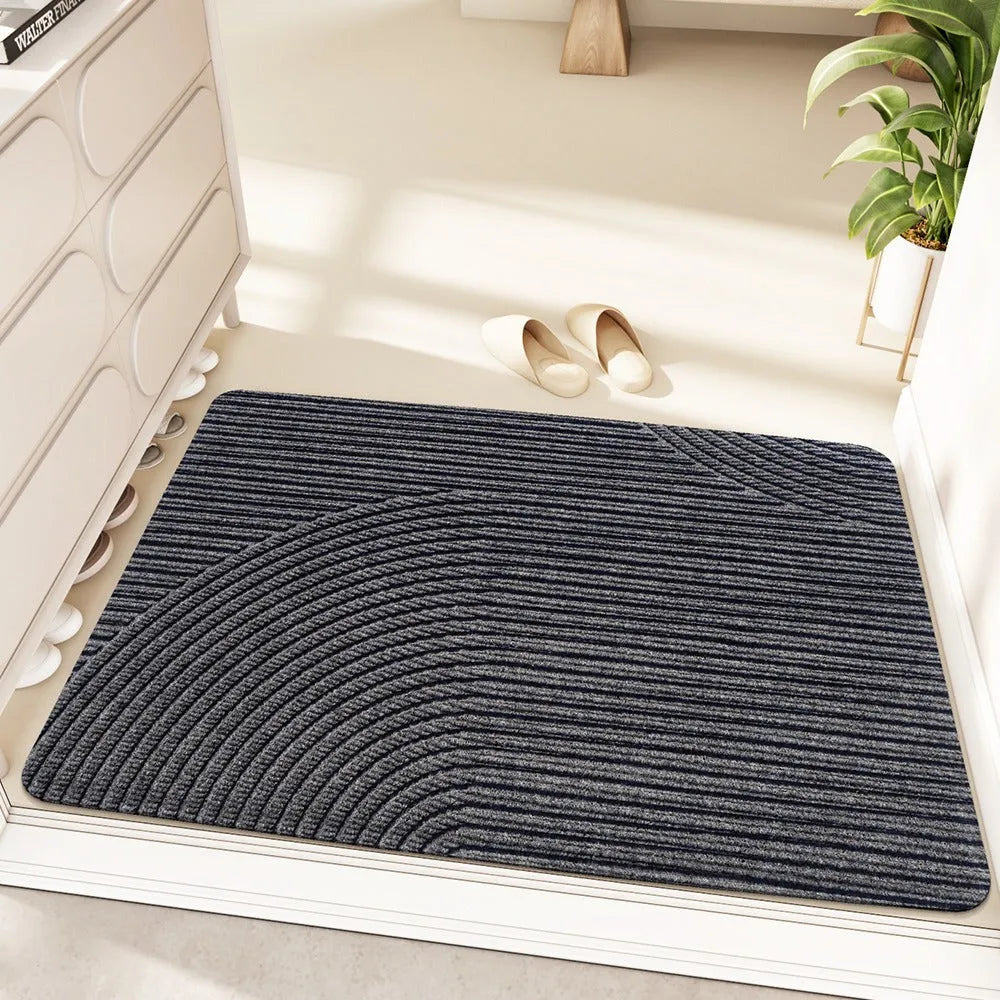 Alien-shaped cartoon anime pattern floor mat in diatomite, shown in blue, measuring 60 by 90 cm.