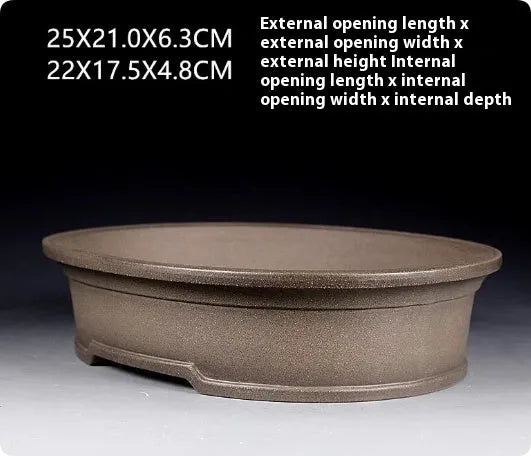 Handmade oval purple sand ceramic bonsai pot for succulent displays