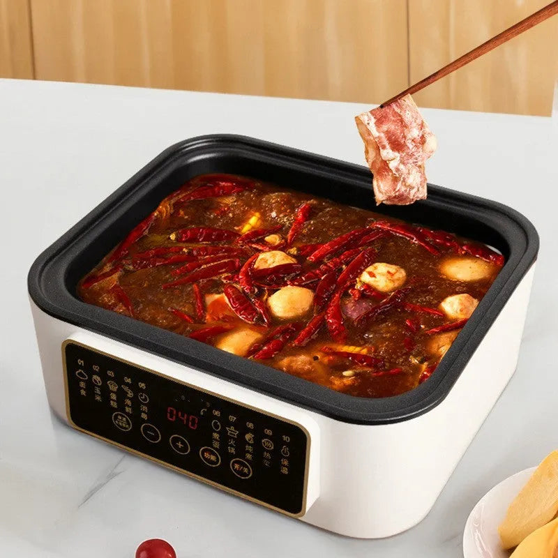 Stainless steel electric steamer kitchen appliance with 10 litre capacity and automatic measuring function