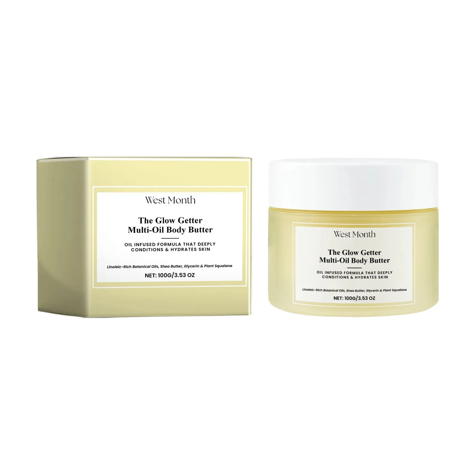 Body care kit with skincare oil and moisturising cream for nourishing and firming