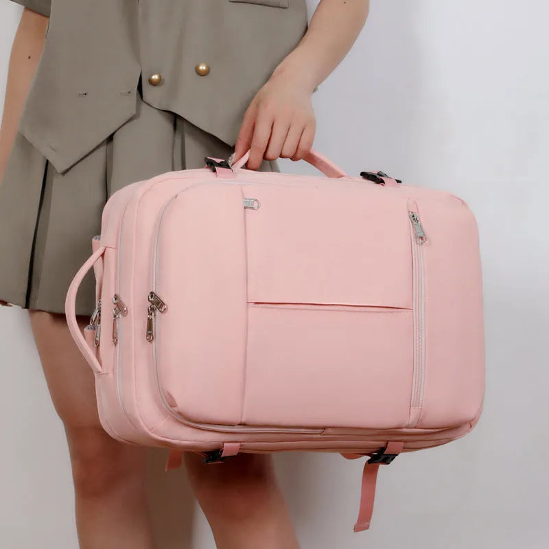 Waterproof Oxford cloth laptop backpack in multiple colours, showing front pockets and 15.6 inch laptop compartment.