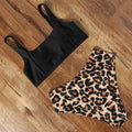 High waist bikini set with push-up top and brief-style shorts in leopard print and multi-colour options