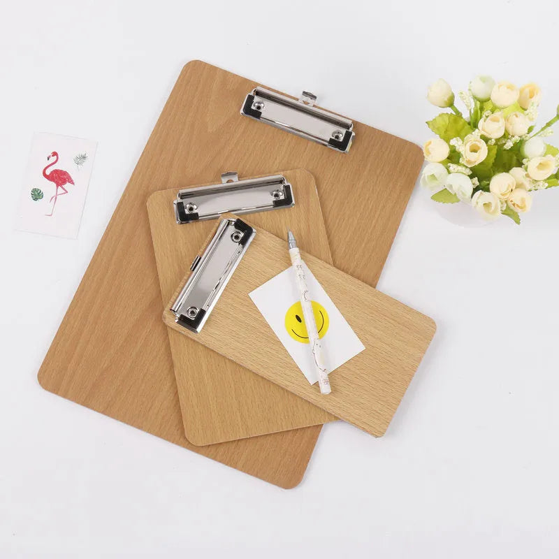 A4 hard wood clipboard folder board with metal clip and hanging hole, 22.5 by 31.5 cm