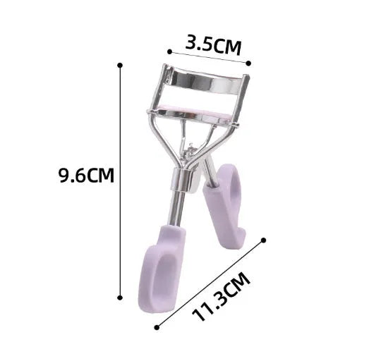 SUNFLOWER pink eyelash curler with chrome scissors handle on a white background.
