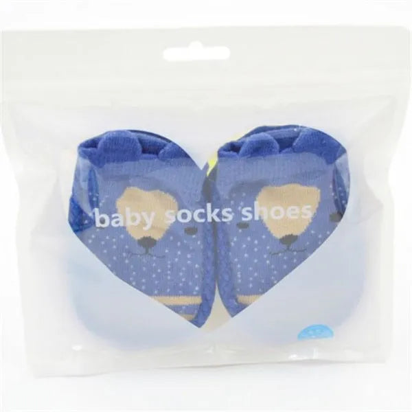 Baby floor socks in pink with anti-slip sole, combed cotton jacquard weave, size 11cm