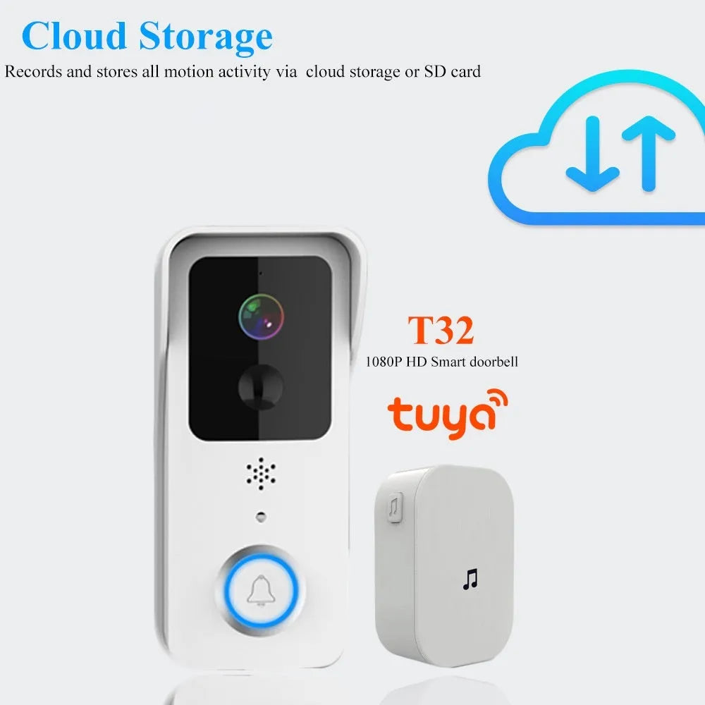 Waterproof smart visual doorbell intercom with HD video camera and battery power source