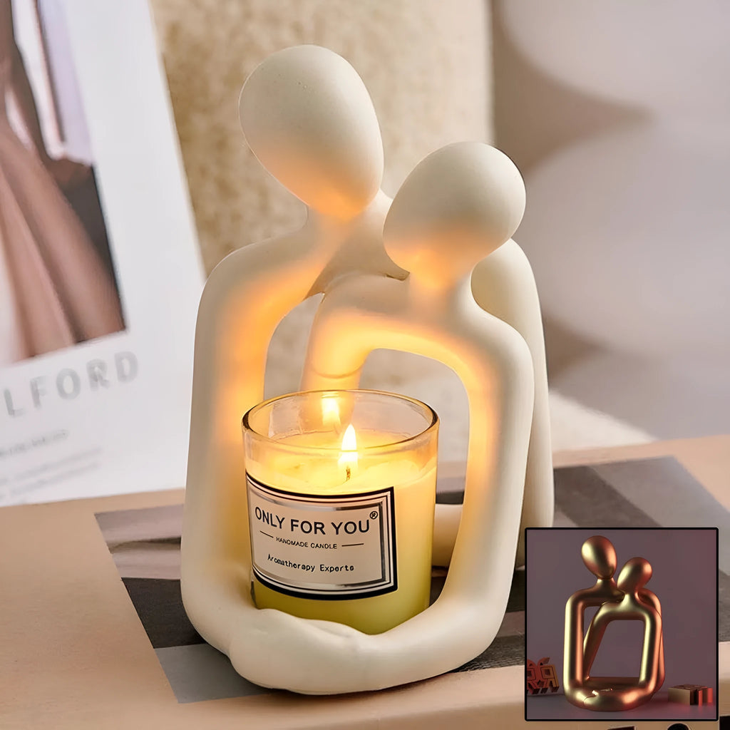 Modern loving couple resin statue in milky white or gold colour for home decoration