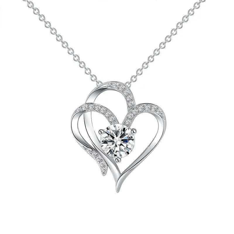 Women's heart-shaped necklace in 925 silver with rose gold, white gold, and yellow gold colour options