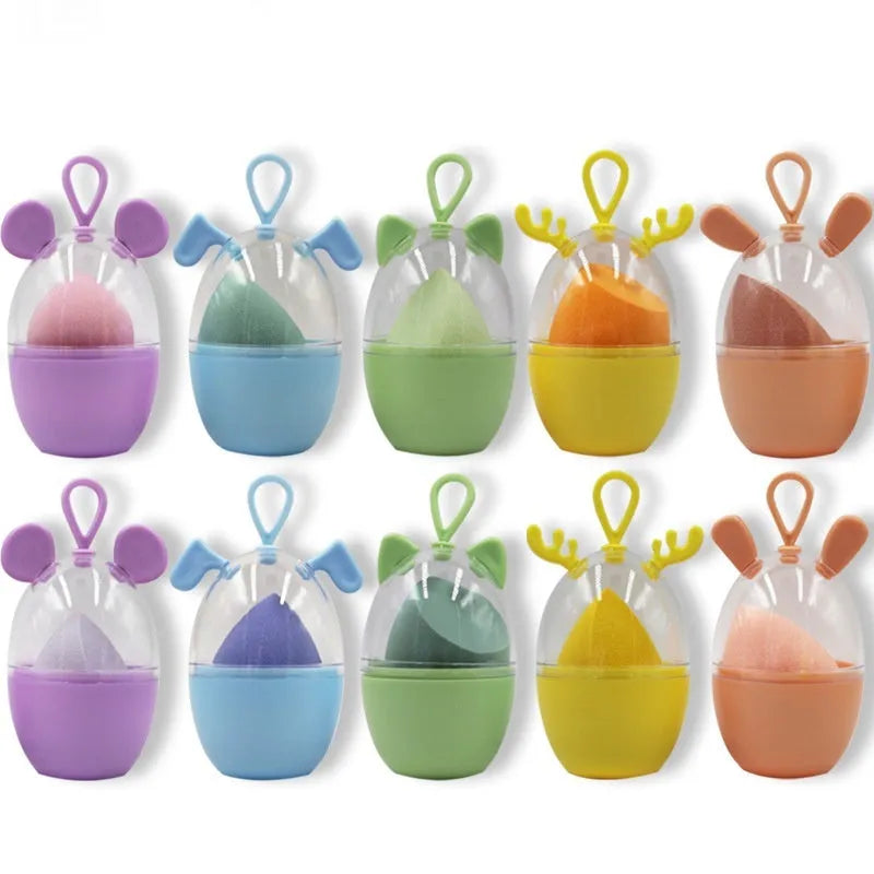 Non-latex dual-use water drop beveled makeup sponge in coral teardrop colour for foundation blending