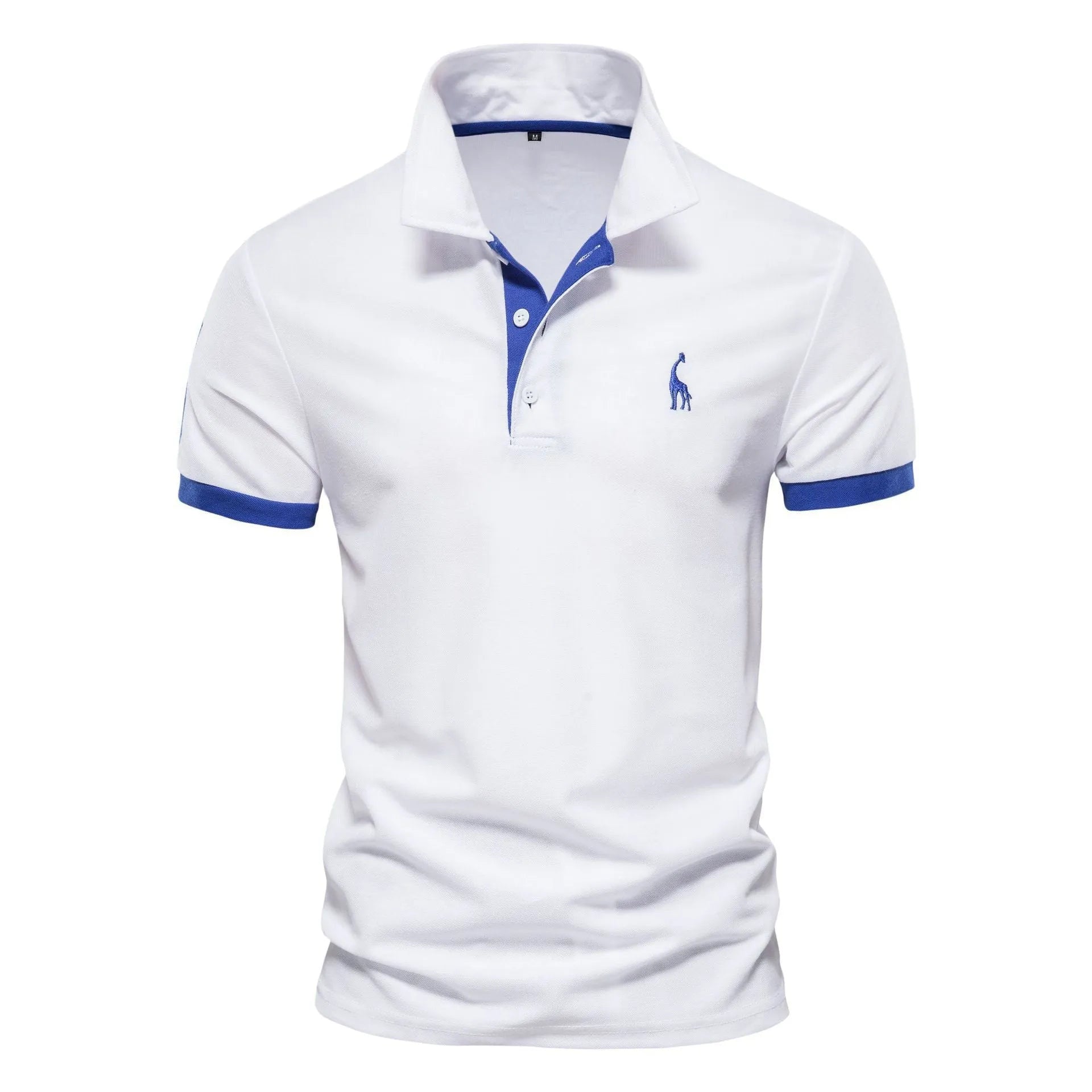 Close-up of a men's slim-fit t-shirt with a detailed embroidered deer design on the chest.