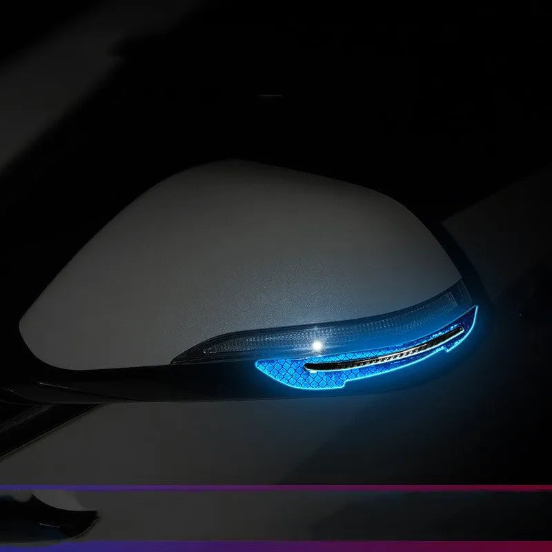Blue reflective warning tape strips for car bumper safety application