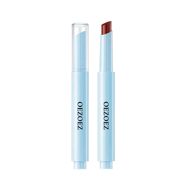Waterproof moisturising lipstick in a case, showing one of six available colour shades.