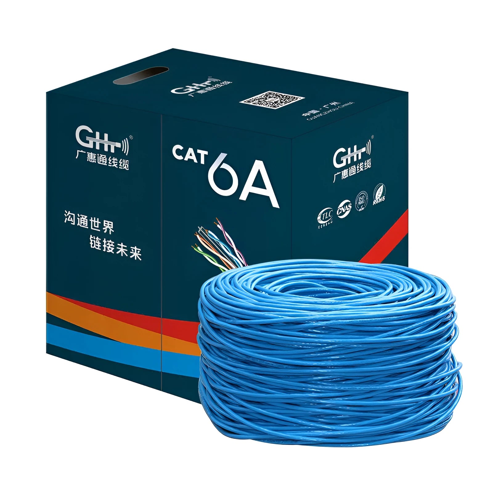 305 metre blue Category 6 gigabit Ethernet cable with oxygen-free copper core