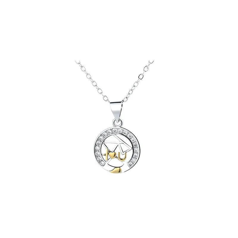 Copper sun and moon couple necklace with cross chain for him and her.
