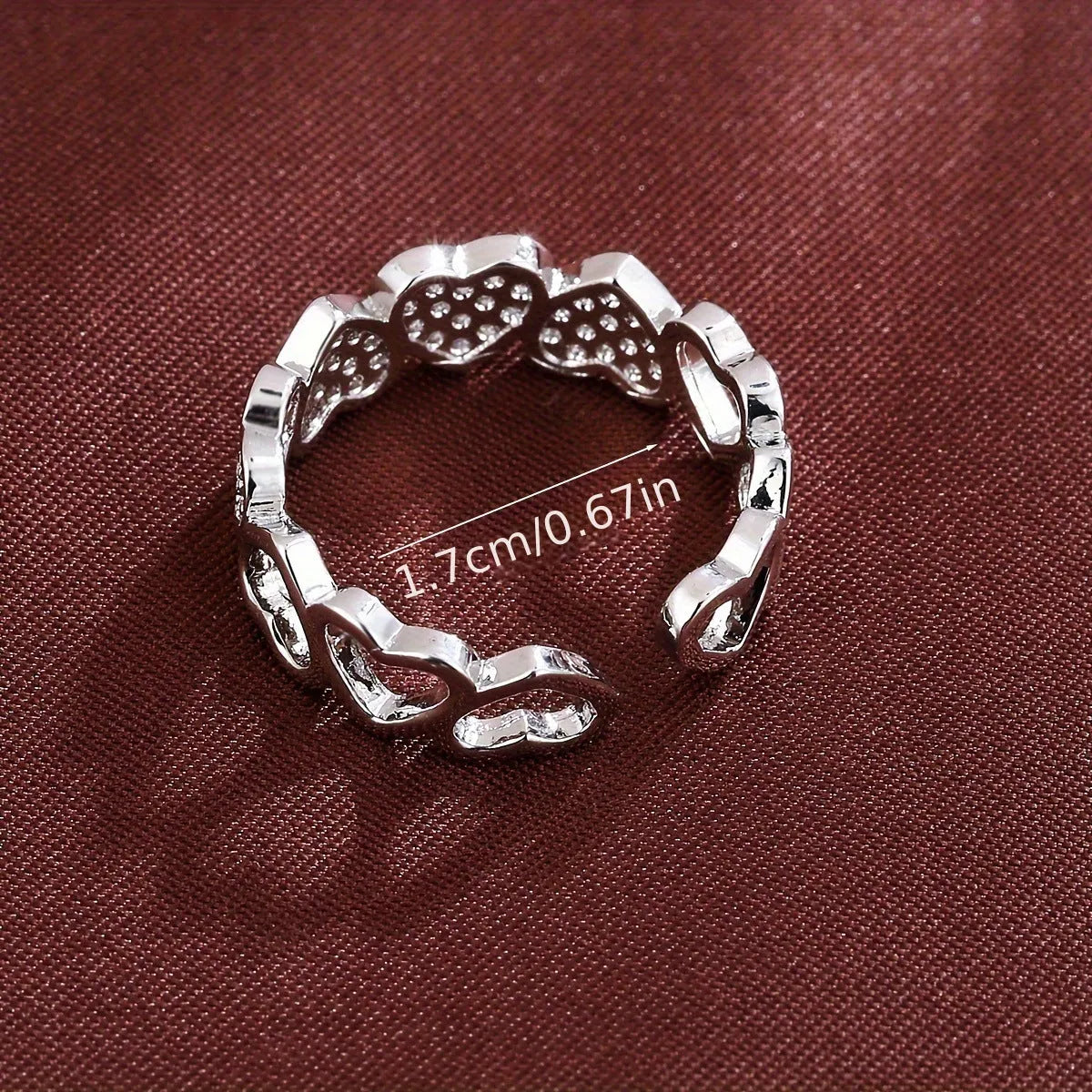 Adjustable opening couples ring with heart design in gold or silver colour