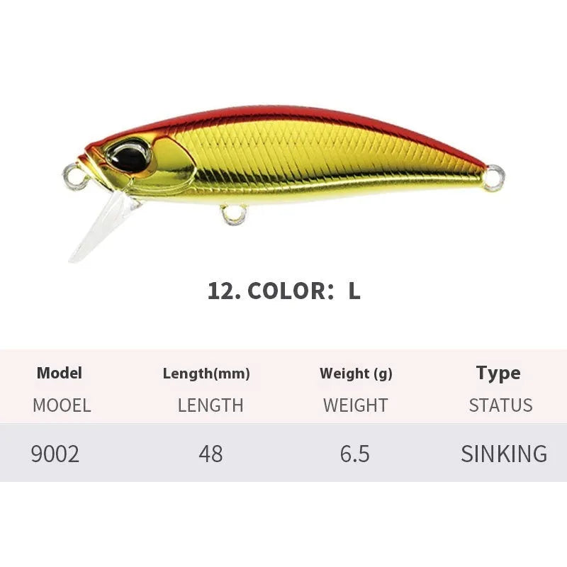 Japanese submerged mino fishing lure for mandarin fish and snakehead, 48mm length