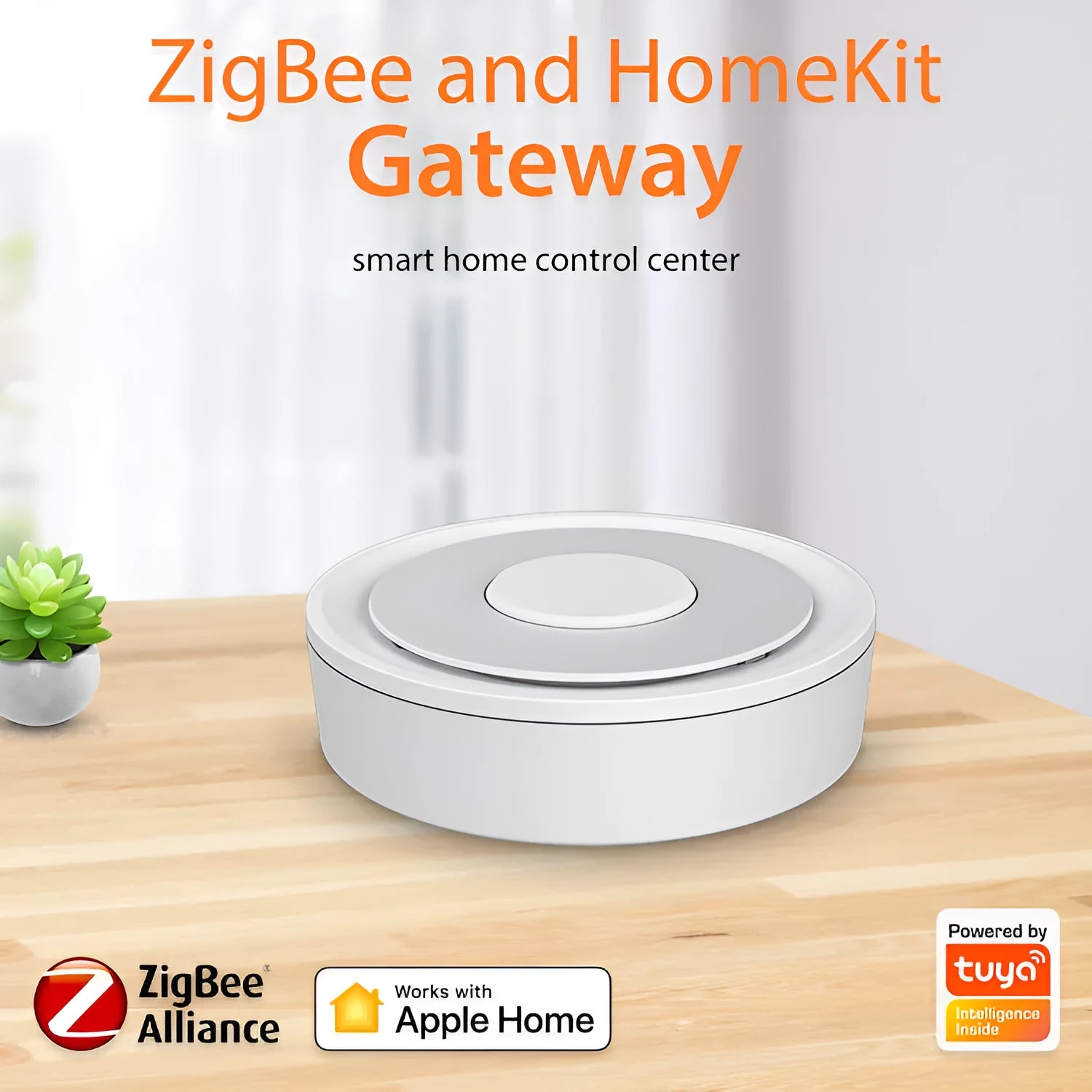 White square ZigBee smart home gateway hub with dimensions 78mm by 78mm.