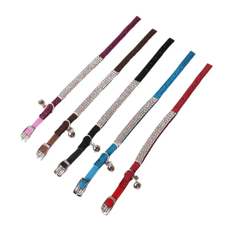 Flannel elastic buckle cat collar in six colour options including pink, black, and red