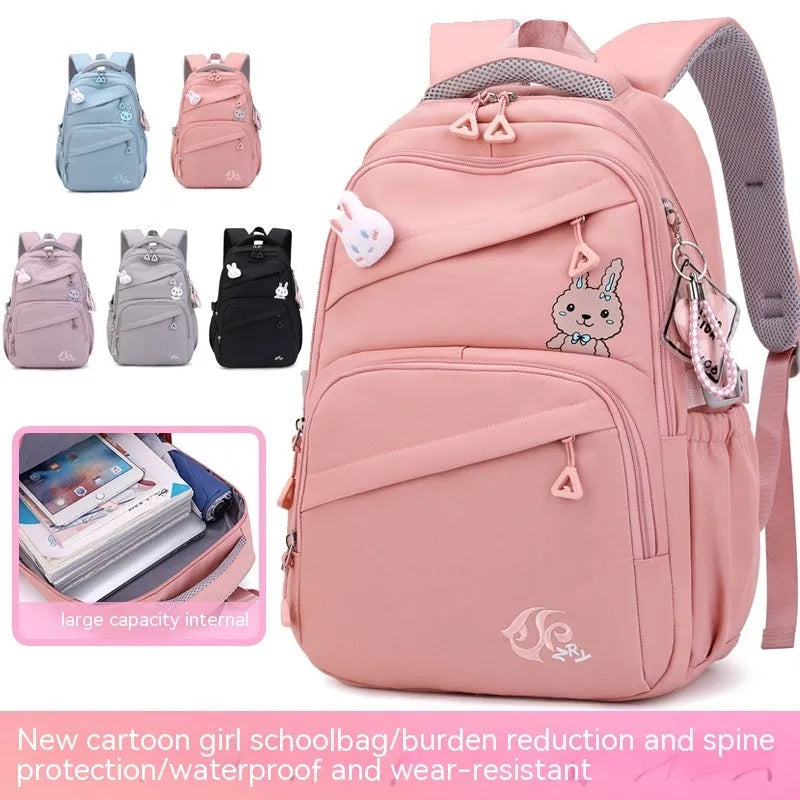 Fashion new Oxford cloth schoolbag for primary school girls, solid colour design, available in multiple colours